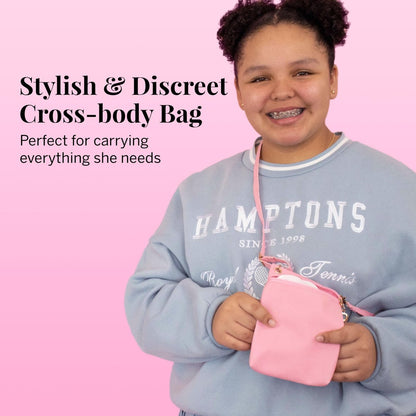 Pixie Erstes Perioden-Set für Mädchen 9-12 – Beste Bio-Baumwoll-Teen Binden mit Flügeln – Perioden-Tracking-Armband & diskrete Umhängetasche – Tween-Starterkit & Hygiene-Essentials für unterwegs