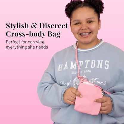 Pixie Erstes Perioden-Set für Mädchen 9-12 – Beste Bio-Baumwoll-Teen Binden mit Flügeln – Perioden-Tracking-Armband & diskrete Umhängetasche – Tween-Starterkit & Hygiene-Essentials für unterwegs