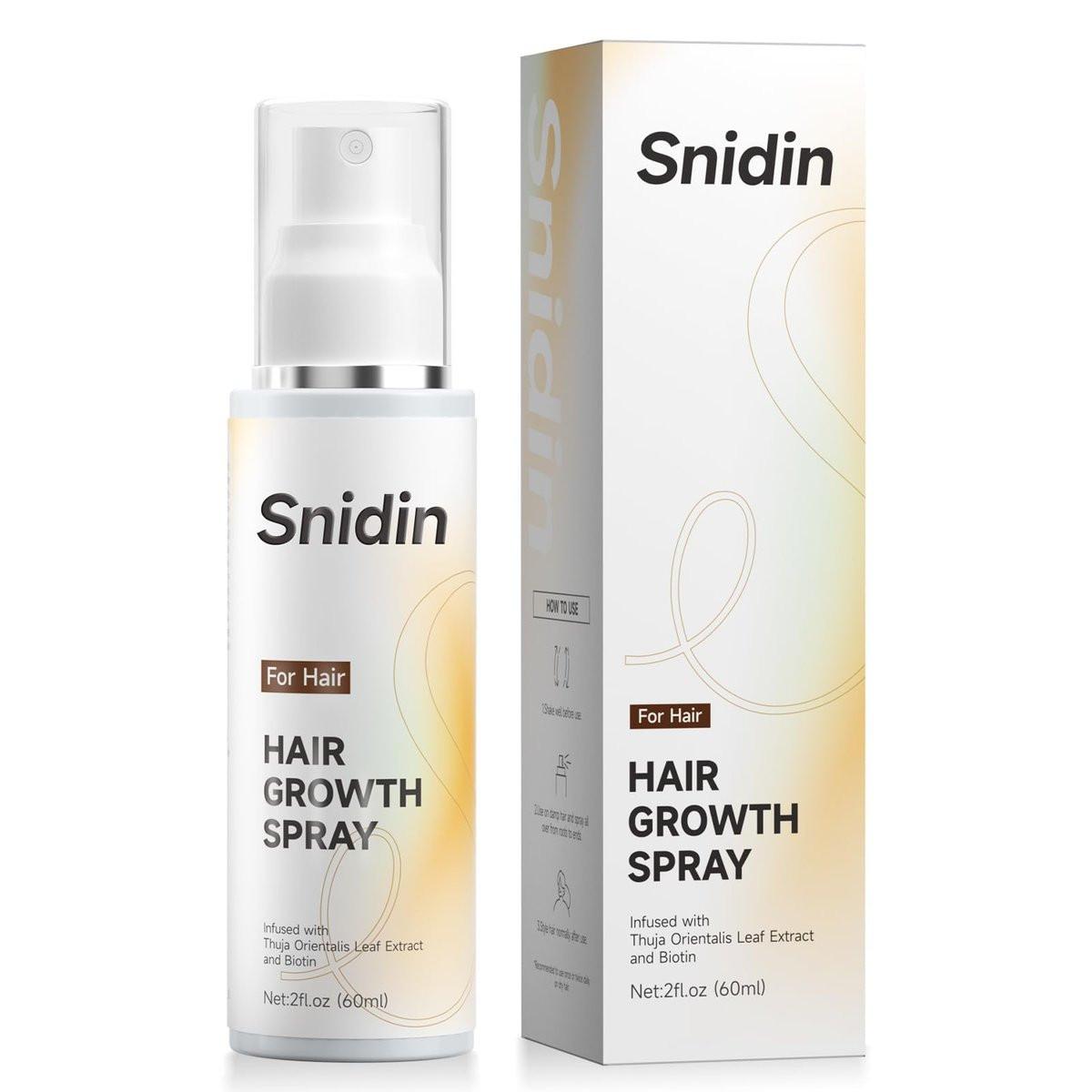Snidin Haarwachstumsspray – Biotin & Rosmarinöl – Mehrfachwirkende Kopfhautbehandlung für dünner werdendes Haar – Mit Ginseng & Thuja für Stärkung & Glanz – 60 ml pro Flasche
