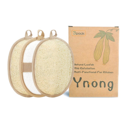 Natürliche Loofah-Peeling-Körperbürstenpads, Bade-Luffa-Schwamm für Damen & Herren, 100% pflanzlich (3er-Pack)