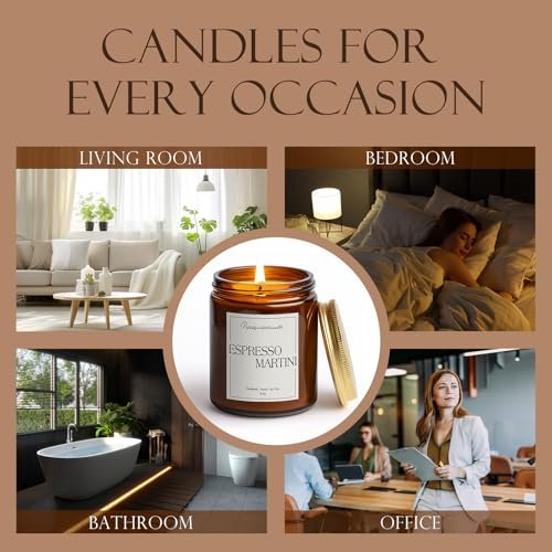 Putart Espresso Martini Duftkerze – 9oz Sojawachs-Kaffeekerze mit ätherischen Ölen für Aromatherapie, Stressabbau & Meditation – Geschenkidee für Männer & Frauen