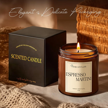 Putart Espresso Martini Duftkerze – 9oz Sojawachs-Kaffeekerze mit ätherischen Ölen für Aromatherapie, Stressabbau & Meditation – Geschenkidee für Männer & Frauen