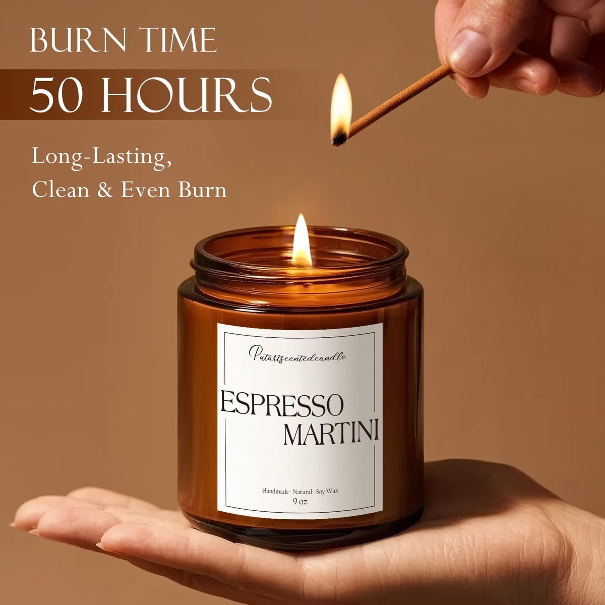 Putart Espresso Martini Duftkerze – 9oz Sojawachs-Kaffeekerze mit ätherischen Ölen für Aromatherapie, Stressabbau & Meditation – Geschenkidee für Männer & Frauen