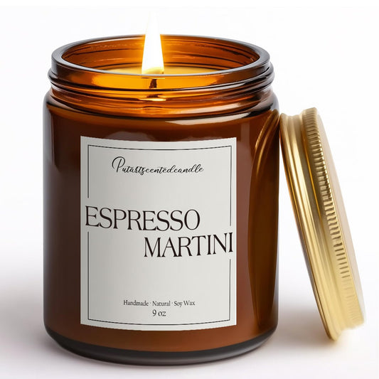 Putart Espresso Martini Duftkerze – 9oz Sojawachs-Kaffeekerze mit ätherischen Ölen für Aromatherapie, Stressabbau & Meditation – Geschenkidee für Männer & Frauen
