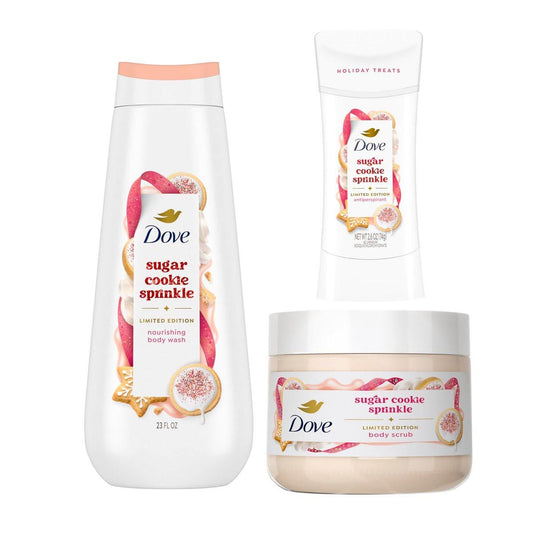 Dove Limited Edition Holiday Treats Mixed 3 Count Sugar Cookie Sprinkles – Geschenkset für hydratisierte & weiche Haut
