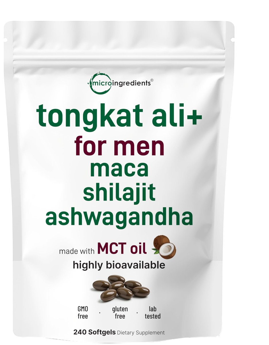 Tongkat Ali+ für Männer mit Maca, Shilajit & Ashwagandha | 240 Weichkapseln mit MCT-Öl für bessere Aufnahme | Höchste Stärke Eurycoma Longifolia Extrakt (Longjack) | Nicht-GVO, Glutenfrei
