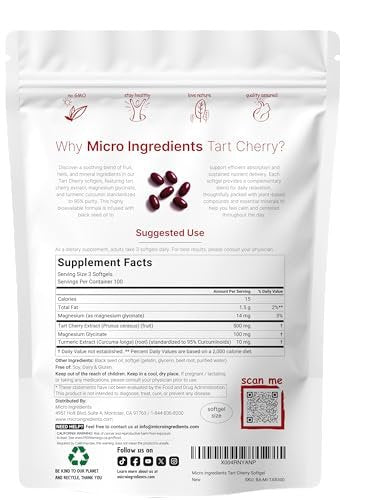 Tart Cherry+ mit Magnesiumglycinat & 95% Kurkuma Curcumin, 300 Softgels | Hoch bioverfügbar mit Schwarzkümmelöl-Träger | Extra starkes Sauerkirsch-Extrakt | Natürlicher Kräuter- und Mineralienkomplex