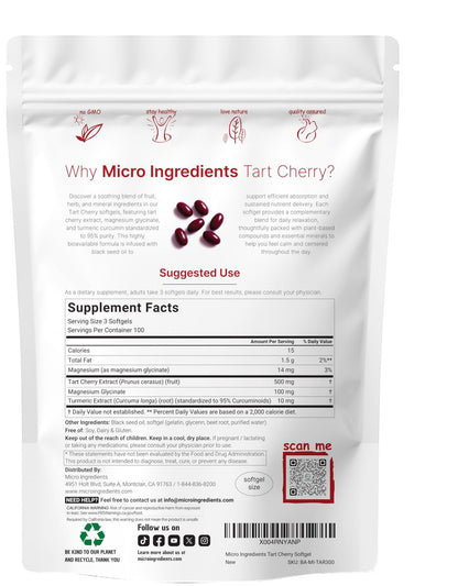 Tart Cherry+ mit Magnesiumglycinat & 95% Kurkuma Curcumin, 300 Softgels | Hoch bioverfügbar mit Schwarzkümmelöl-Träger | Extra starkes Sauerkirsch-Extrakt | Natürlicher Kräuter- und Mineralienkomplex