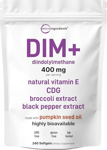 Micro Ingredients DIM+ Komplex 400mg – 240 Softgels mit Kürbiskernöl & 7-in-1 Formel für Männer & Frauen