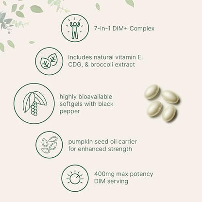 Micro Ingredients DIM+ Komplex 400mg – 240 Softgels mit Kürbiskernöl & 7-in-1 Formel für Männer & Frauen