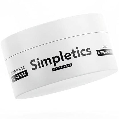 Simpletics Haar Clay für Männer (Vanilleduft) – Natürliches Styling-Clay mit nur 6 Inhaltsstoffen, Bienenwachs & Kokosöl – Starker Halt, wasserbasiert, nicht fettend – Für Textur & Volumen – 60 ml