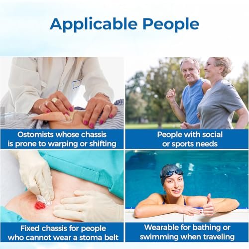 Sunliech 20 Stück Elastische Ostomy Barrier Strips, Medizinische Hydrokolloid-Ostomy-Versorgung, Hautklebendes Ostomy-Barrier-Tape, Wasserdicht gegen Leckagen für Ostomy-Beutel, Colostomie- und Ileostomie-Zubehör