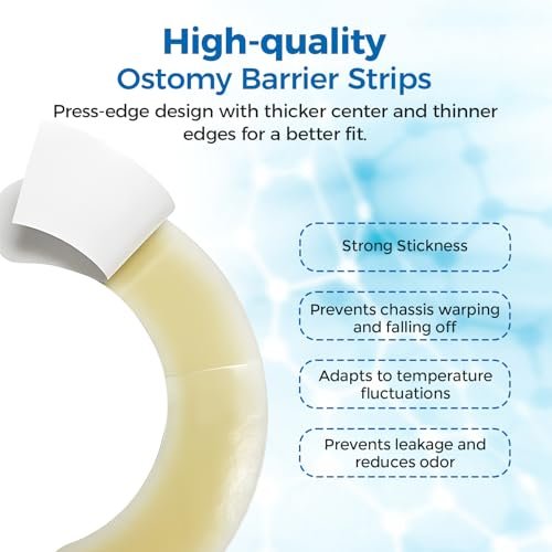 Sunliech 20 Stück Elastische Ostomy Barrier Strips, Medizinische Hydrokolloid-Ostomy-Versorgung, Hautklebendes Ostomy-Barrier-Tape, Wasserdicht gegen Leckagen für Ostomy-Beutel, Colostomie- und Ileostomie-Zubehör