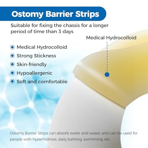 Sunliech 20 Stück Elastische Ostomy Barrier Strips, Medizinische Hydrokolloid-Ostomy-Versorgung, Hautklebendes Ostomy-Barrier-Tape, Wasserdicht gegen Leckagen für Ostomy-Beutel, Colostomie- und Ileostomie-Zubehör