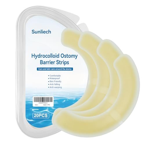 Sunliech 20 Stück Elastische Ostomy Barrier Strips, Medizinische Hydrokolloid-Ostomy-Versorgung, Hautklebendes Ostomy-Barrier-Tape, Wasserdicht gegen Leckagen für Ostomy-Beutel, Colostomie- und Ileostomie-Zubehör