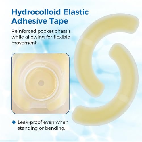 Sunliech 20 Stück Elastische Ostomy Barrier Strips, Medizinische Hydrokolloid-Ostomy-Versorgung, Hautklebendes Ostomy-Barrier-Tape, Wasserdicht gegen Leckagen für Ostomy-Beutel, Colostomie- und Ileostomie-Zubehör