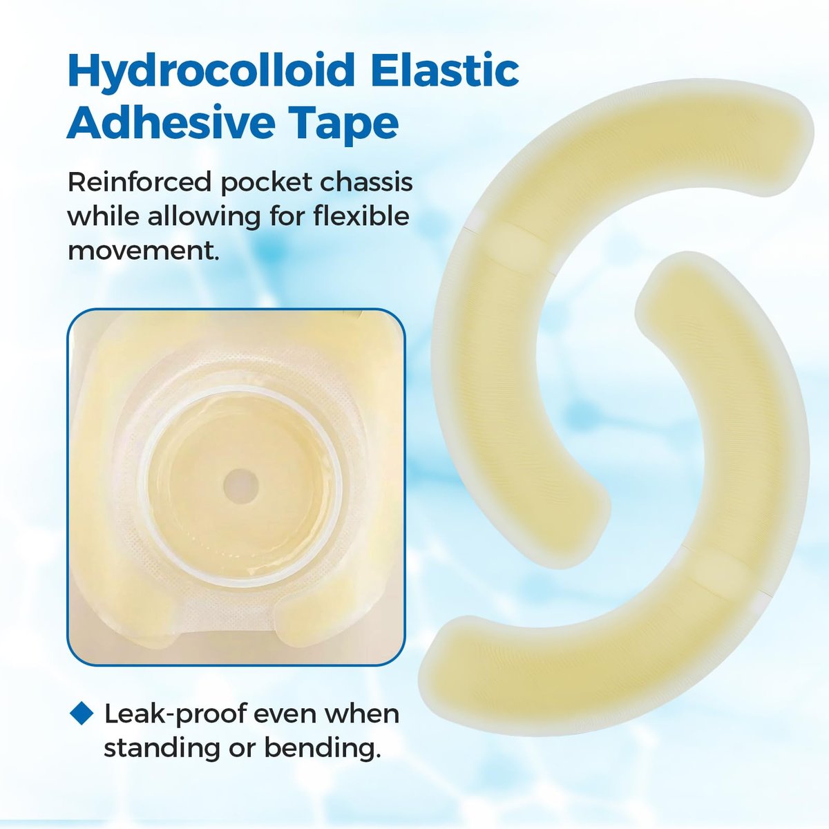 Sunliech 20 Stück Elastische Ostomy Barrier Strips, Medizinische Hydrokolloid-Ostomy-Versorgung, Hautklebendes Ostomy-Barrier-Tape, Wasserdicht gegen Leckagen für Ostomy-Beutel, Colostomie- und Ileostomie-Zubehör