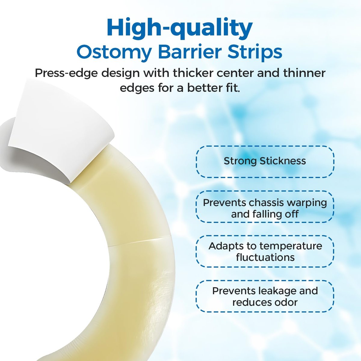 Sunliech 20 Stück Elastische Ostomy Barrier Strips, Medizinische Hydrokolloid-Ostomy-Versorgung, Hautklebendes Ostomy-Barrier-Tape, Wasserdicht gegen Leckagen für Ostomy-Beutel, Colostomie- und Ileostomie-Zubehör