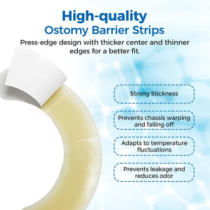 Sunliech 20 Stück Elastische Ostomy Barrier Strips, Medizinische Hydrokolloid-Ostomy-Versorgung, Hautklebendes Ostomy-Barrier-Tape, Wasserdicht gegen Leckagen für Ostomy-Beutel, Colostomie- und Ileostomie-Zubehör