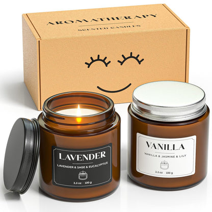 NORVENCE Duftkerzen Geschenkset, Stressabbau Kerzen für Zuhause, Premium Sojakerzen Set, Kerzen für Frauen und Männer, Geburtstags- & Weihnachtsgeschenke (Schwarz & Weiß, 198 g)