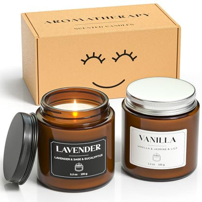 NORVENCE Duftkerzen Geschenkset, Stressabbau Kerzen für Zuhause, Premium Sojakerzen Set, Kerzen für Frauen und Männer, Geburtstags- & Weihnachtsgeschenke (Schwarz & Weiß, 198 g)