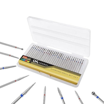 Nadelbohrer-Set 30-teilig, Diamant-Nagelbohrer für elektrische Nagelfeile, Cuticula-Bits, Maniküre-Bits, 3/32 Zoll