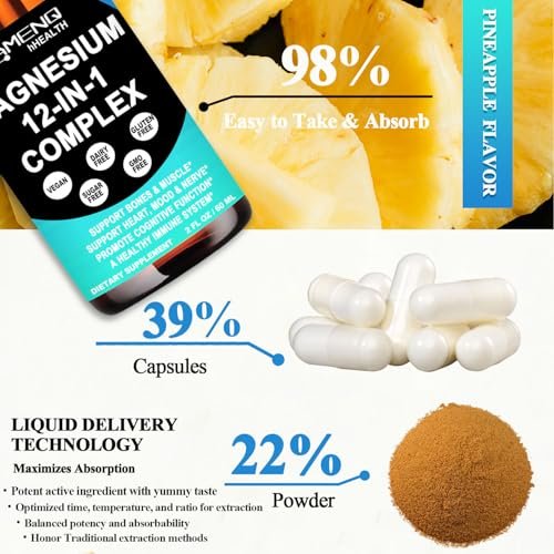 Magnesium 12-in-1 Komplex flüssige Tropfen – Magnesiumpräparat mit Glycinat, Citrat, Malat, Taurat, Oxid, Aspartat, Orotat – Beruhigendes Magnesium für Schlaf, Muskeln, Herz – Maximale Absorption flüssige Formel