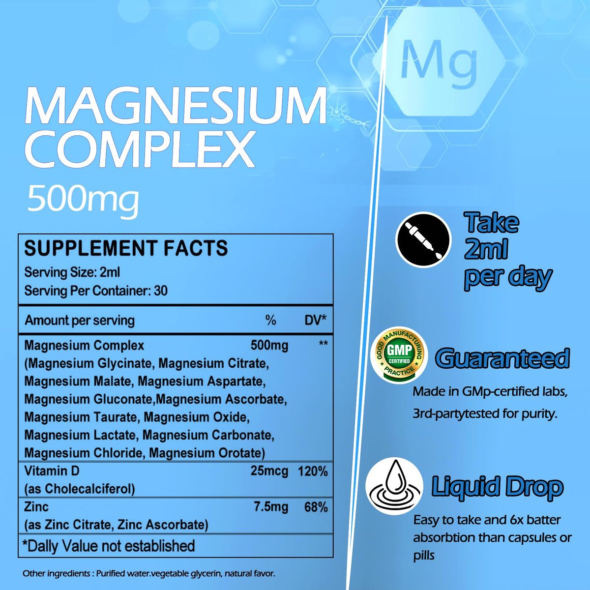 Magnesium 12-in-1 Komplex flüssige Tropfen – Magnesiumpräparat mit Glycinat, Citrat, Malat, Taurat, Oxid, Aspartat, Orotat – Beruhigendes Magnesium für Schlaf, Muskeln, Herz – Maximale Absorption flüssige Formel