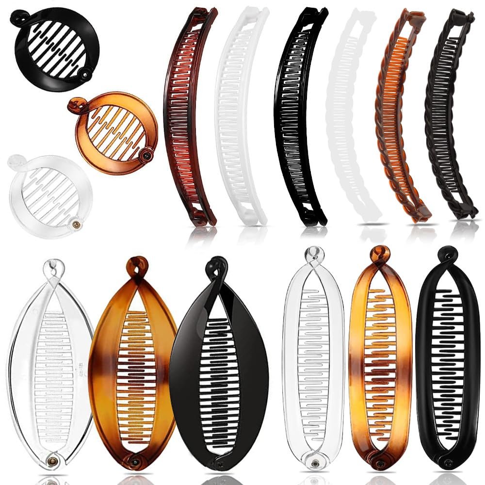 15-teiliges Bananen-Haarclips-Set für Frauen – Große, kleine und Mini-Clips für dicke und dünne Haare, Locken, Pferdeschwänze – 5 Stile, Mehrfarbig