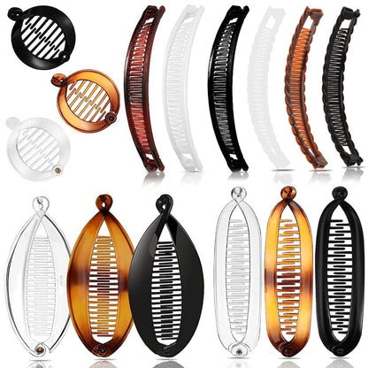 15-teiliges Bananen-Haarclips-Set für Frauen – Große, kleine und Mini-Clips für dicke und dünne Haare, Locken, Pferdeschwänze – 5 Stile, Mehrfarbig