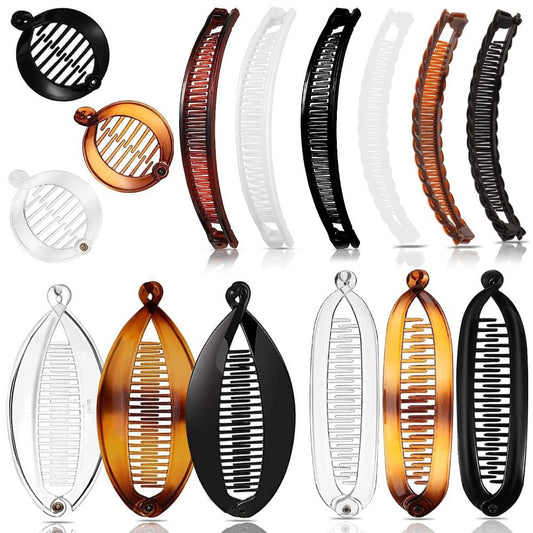 15-teiliges Bananen-Haarclips-Set für Frauen – Große, kleine und Mini-Clips für dicke und dünne Haare, Locken, Pferdeschwänze – 5 Stile, Mehrfarbig