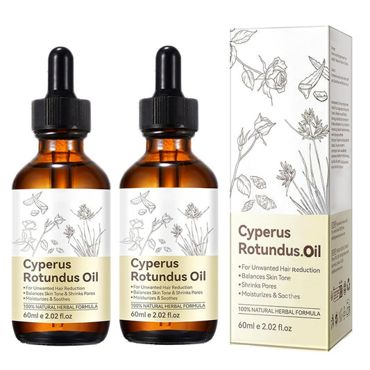 2er-Pack Cyperus Rotundus Öl – Natürliches Öl zur Haarentfernung, reduziert unerwünschten Haarwuchs, pflegt die Haut für alle Hauttypen (2x 60 ml)