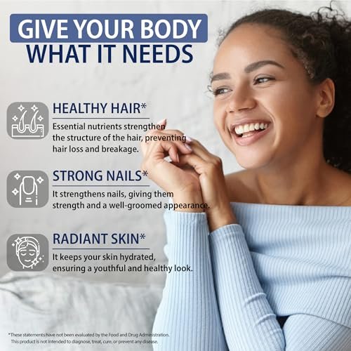 StrongVit Biotin 10000mcg mit Hyaluronsäure, Keratin & Kollagen – Haarwachstum für Frauen & Männer – 60 Kapseln