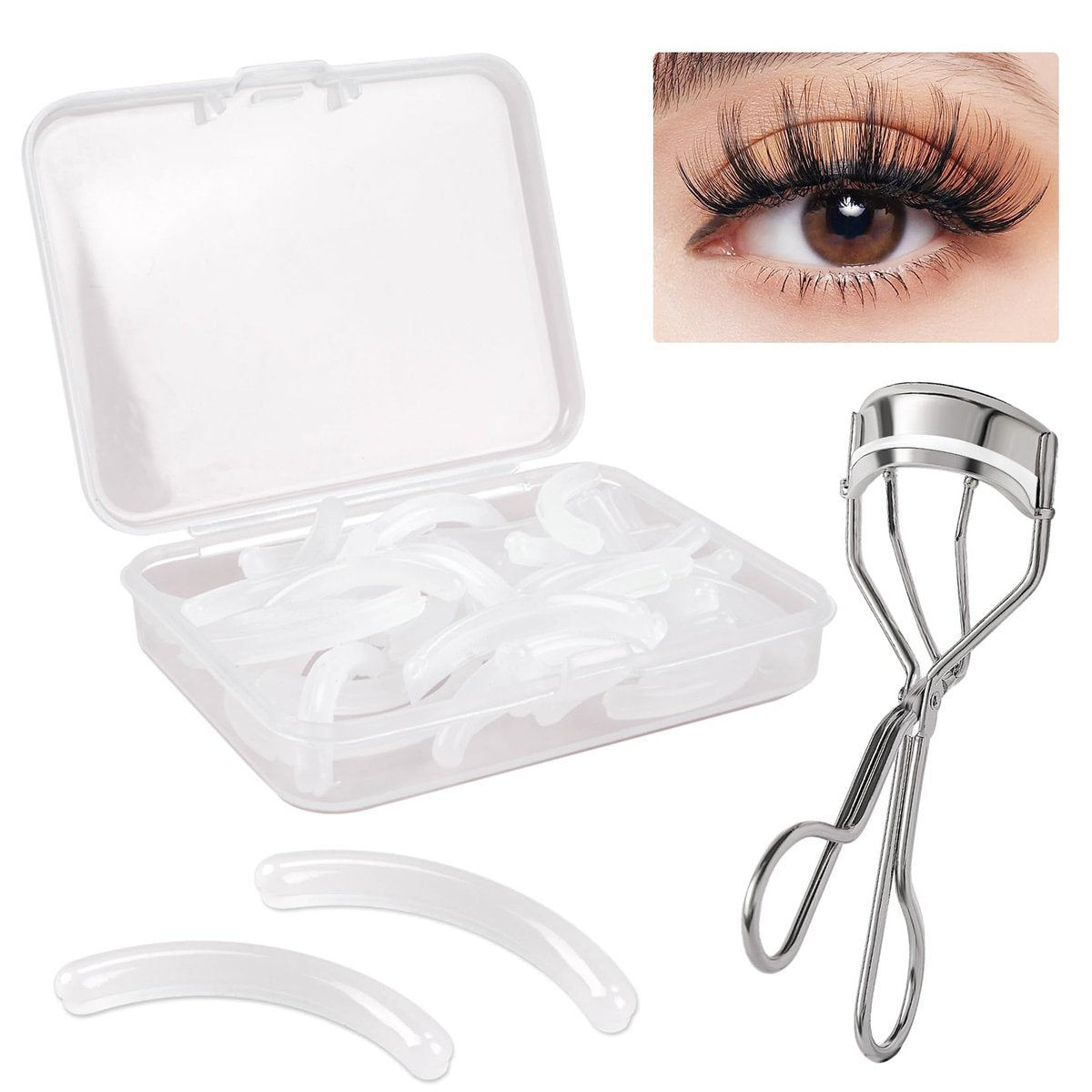 RAQEHO 40 Stück Wimpernzange Ersatzpads - Transparente Silikon-Wimpernzangen-Gummipads für universelle Wimpernzangen, inklusive Aufbewahrungsbox