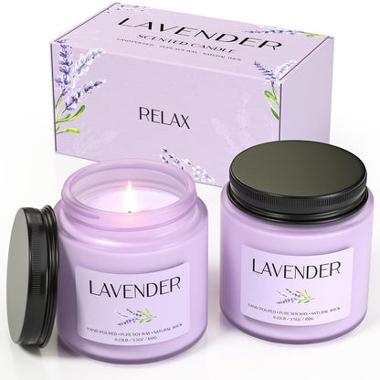 Waxcanpy Lavendel Kerze, Sojakerzen für Frauen, Sojakerzen für Zuhause Duftend, 2er-Pack Aromatherapie Kerzen Geschenkset zum Entspannen, Stressabbau & Wohndekoration