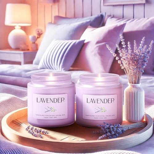 Waxcanpy Lavendel Kerze, Sojakerzen für Frauen, Sojakerzen für Zuhause Duftend, 2er-Pack Aromatherapie Kerzen Geschenkset zum Entspannen, Stressabbau & Wohndekoration