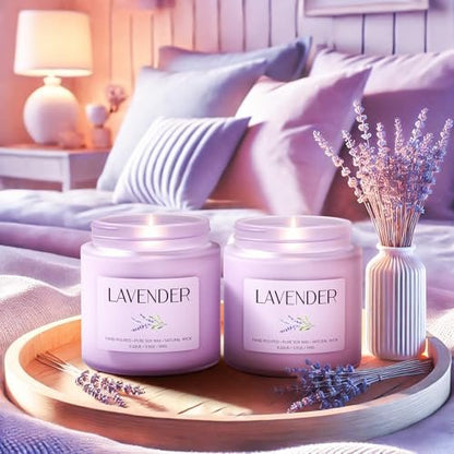 Waxcanpy Lavendel Kerze, Sojakerzen für Frauen, Sojakerzen für Zuhause Duftend, 2er-Pack Aromatherapie Kerzen Geschenkset zum Entspannen, Stressabbau & Wohndekoration