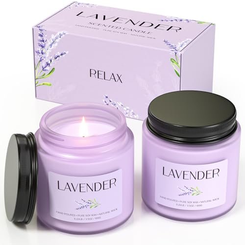 Waxcanpy Lavendel Kerze, Sojakerzen für Frauen, Sojakerzen für Zuhause Duftend, 2er-Pack Aromatherapie Kerzen Geschenkset zum Entspannen, Stressabbau & Wohndekoration