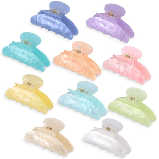 10 Stück Acryl-Haarspangen – Rutschfeste, große Clips für dickes & dünnes Haar – Schimmernde Farben – Französische Barrettes – Starker Halt – für Frauen & Mädchen