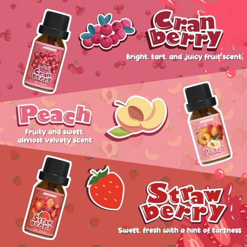 ARVIDSSON Fruits Essential Oil Set – Natürliche Fruchtduftöle für Kerzen- und Seifenherstellung, Aromatherapie-Diffuser – süße Orange, Ananas, Kokosnuss, Cranberry, Pfirsich, Erdbeere – 6 x 30 ml