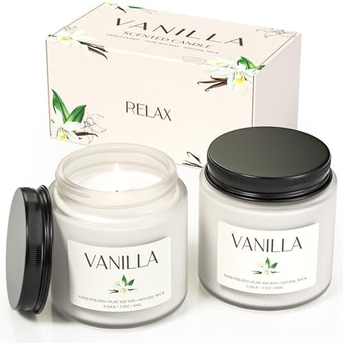 Waxcanpy Vanillekerze, Sojakerzen für Frauen, Duftkerzen für Zuhause, 2er-Pack Aromatherapie-Geschenkset zur Entspannung, Stressabbau & Wohndekoration