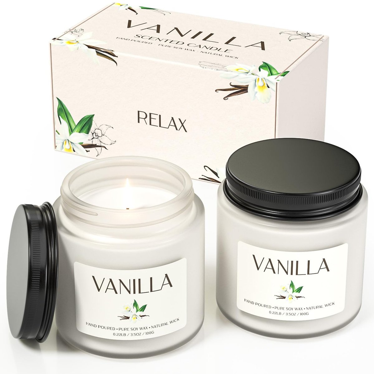 Waxcanpy Vanillekerze, Sojakerzen für Frauen, Duftkerzen für Zuhause, 2er-Pack Aromatherapie-Geschenkset zur Entspannung, Stressabbau & Wohndekoration
