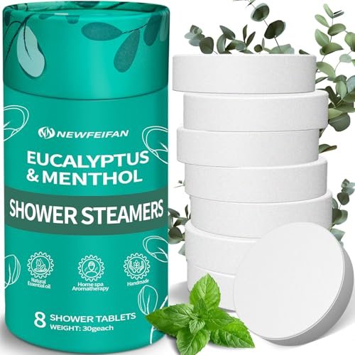 Duschbomben Aromatherapie Geschenkset im Korb – 8er-Pack mit Bio Eukalyptus & Menthol Ätherische Öle, Entspannende Duschbomben für Muttertag, Lehrer, Frauen, Männer – Lila Geschenk für die Frau