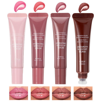 Pakivs 4er-Set Jelly Tinted Lip Serum Gloss – Feuchtigkeitsspendender Lippenplumping-Effekt mit Polypeptiden, nicht klebrig, glänzend