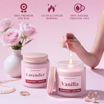 Waxcanpy Duftkerzen für Frauen – 2er-Pack Sojakerzen mit Lavendel & Vanille für Entspannung und Wohlbefinden