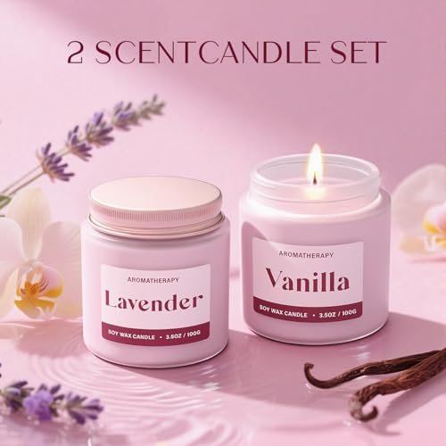 Waxcanpy Duftkerzen für Frauen – 2er-Pack Sojakerzen mit Lavendel & Vanille für Entspannung und Wohlbefinden