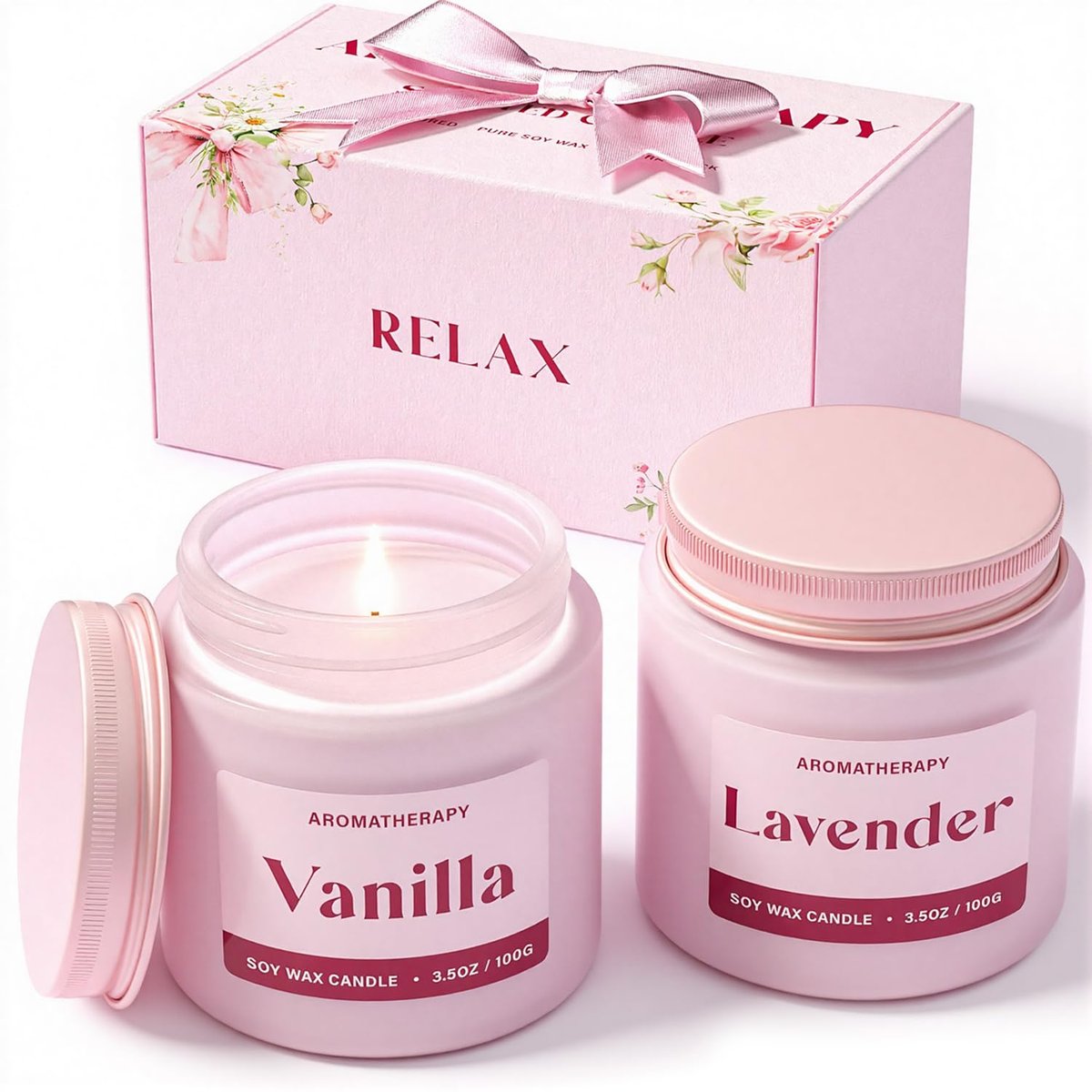 Waxcanpy Duftkerzen für Frauen – 2er-Pack Sojakerzen mit Lavendel & Vanille für Entspannung und Wohlbefinden