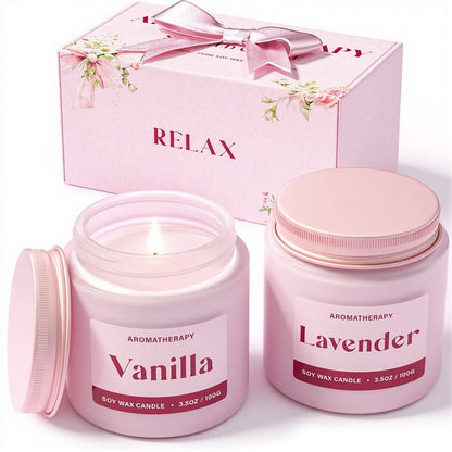 Waxcanpy Duftkerzen für Frauen – 2er-Pack Sojakerzen mit Lavendel & Vanille für Entspannung und Wohlbefinden