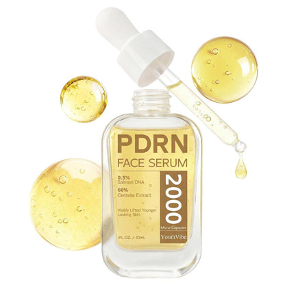 YouthVibe 0,5% PDRN Serum für das Gesicht – Anti-Aging Lachs-DNA Serum mit Hyaluronsäure, Niacinamid & Squalan – Straffend & Feuchtigkeitsspendend – Glättet feine Linien & Fältchen – 30 ml