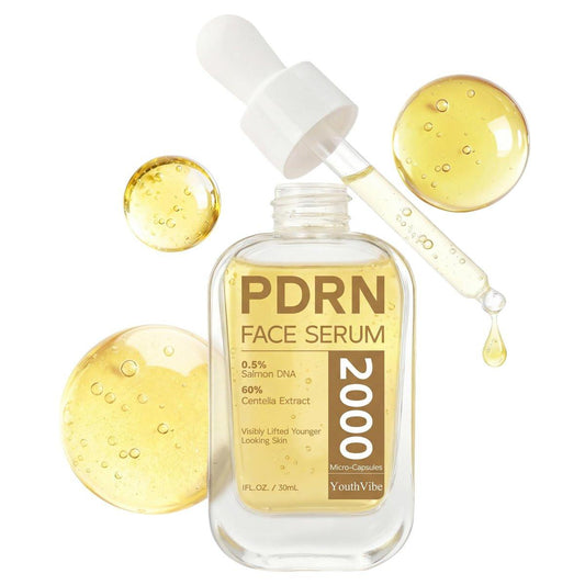 YouthVibe 0,5% PDRN Serum für das Gesicht – Anti-Aging Lachs-DNA Serum mit Hyaluronsäure, Niacinamid & Squalan – Straffend & Feuchtigkeitsspendend – Glättet feine Linien & Fältchen – 30 ml